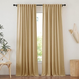 NICETOWN Linen Pinch Pleated Curtains 84 Inches Long for Bedroom(Brown)