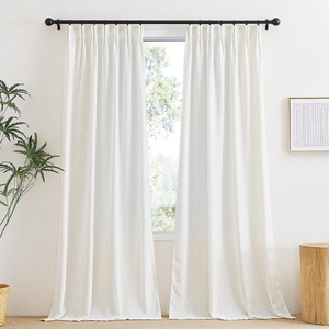NICETOWN Linen Pinch Pleated Curtains 84 Inches Long for Bedroom(Linen)