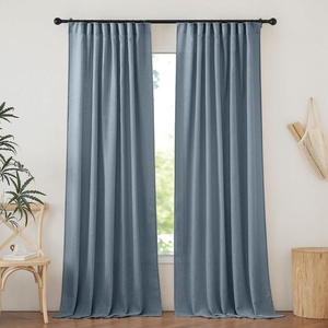 NICETOWN Linen Pinch Pleated Curtains 84 Inches Long for Bedroom(Stone Blue)
