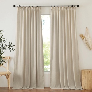 NICETOWN Linen Pinch Pleated Curtains 84 Inches Long for Bedroom(Taupe)