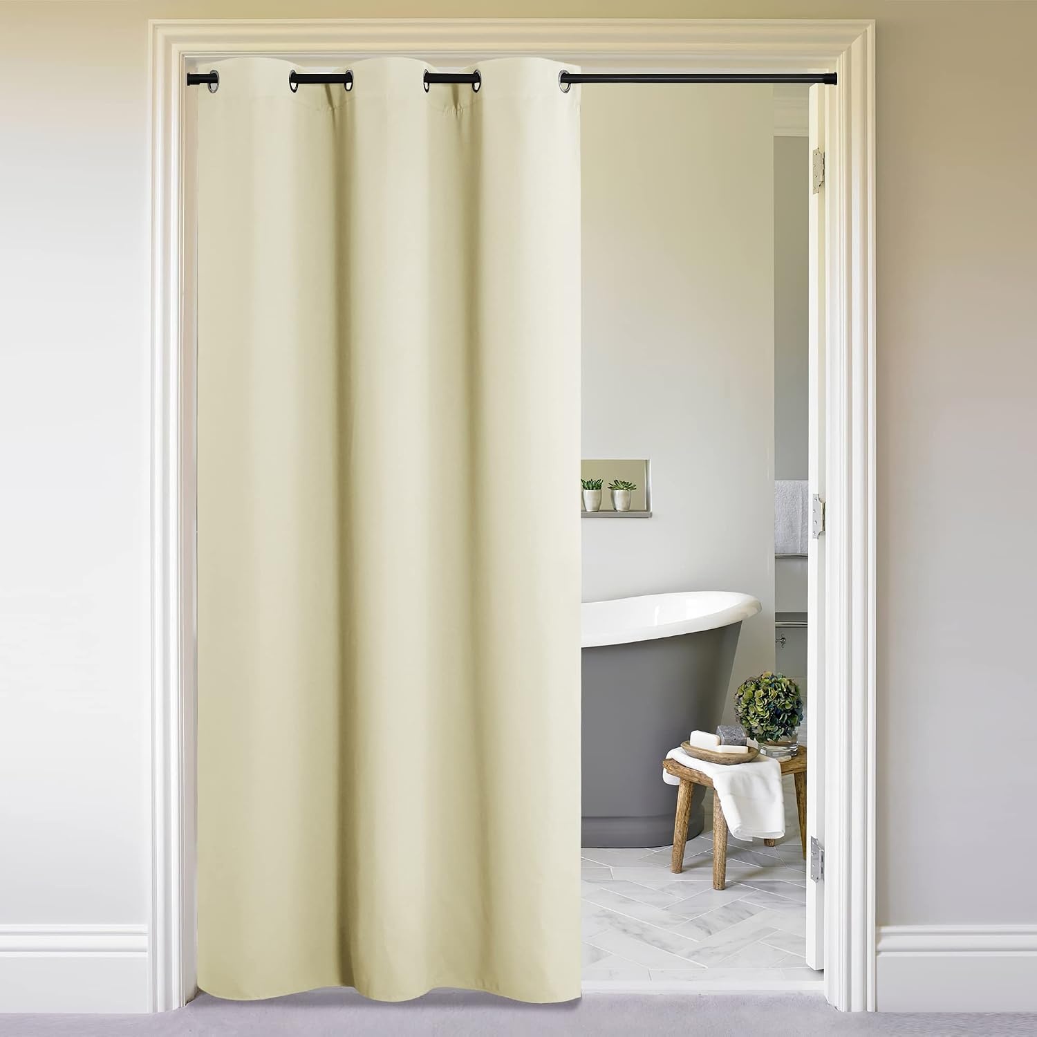 image:imageNICETOWN 100 Blackout Linen Curtain for Patio Sliding Door W100 x L84 inBeige