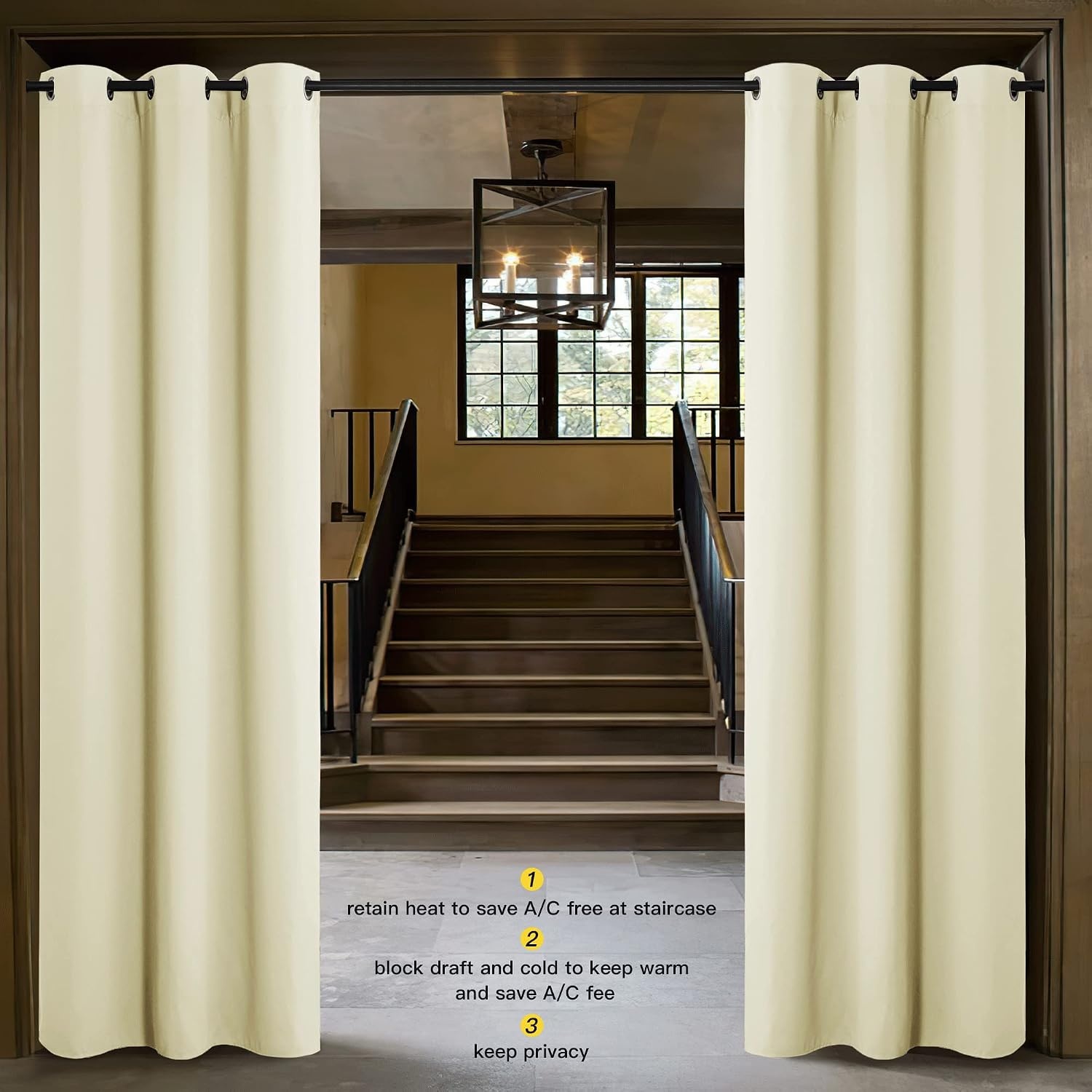 image:imageNICETOWN 100 Blackout Linen Curtain for Patio Sliding Door W100 x L84 inBeige