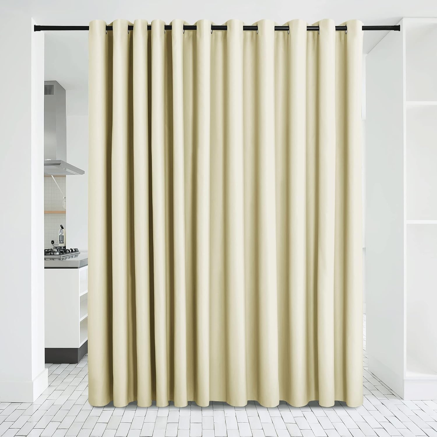 image:imageNICETOWN 100 Blackout Linen Curtain for Patio Sliding Door W100 x L84 inBeige