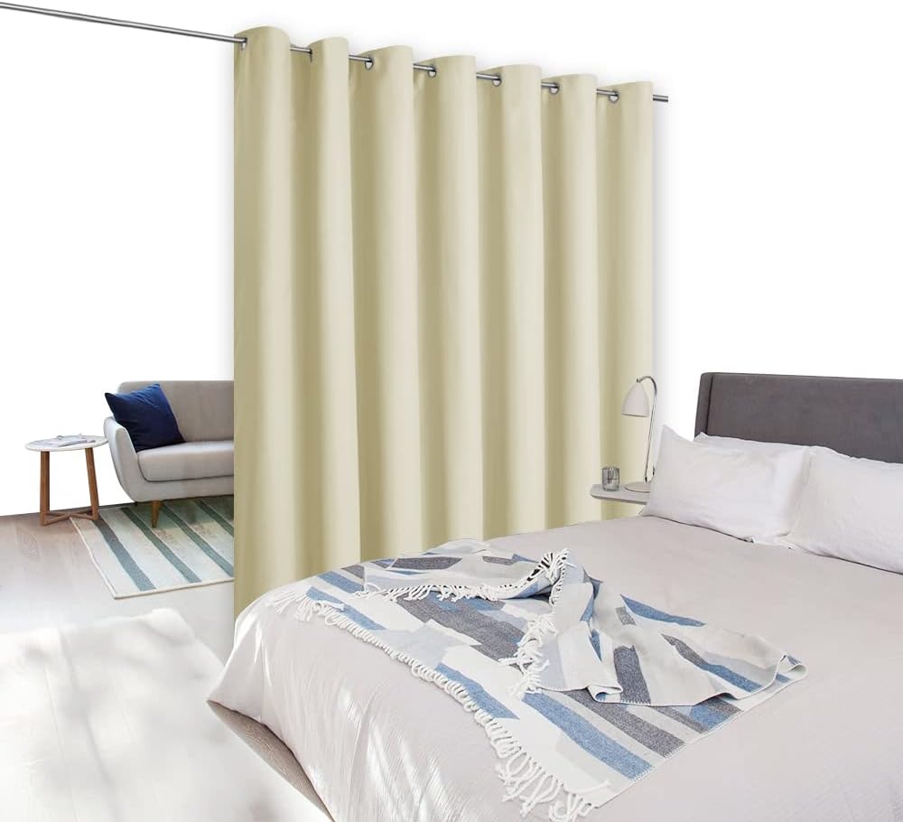 image:imageNICETOWN 100 Blackout Linen Curtain for Patio Sliding Door W100 x L84 inBeige
