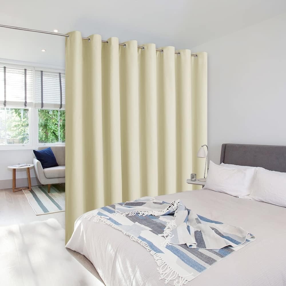 image:imageNICETOWN 100 Blackout Linen Curtain for Patio Sliding Door W100 x L84 inBeige