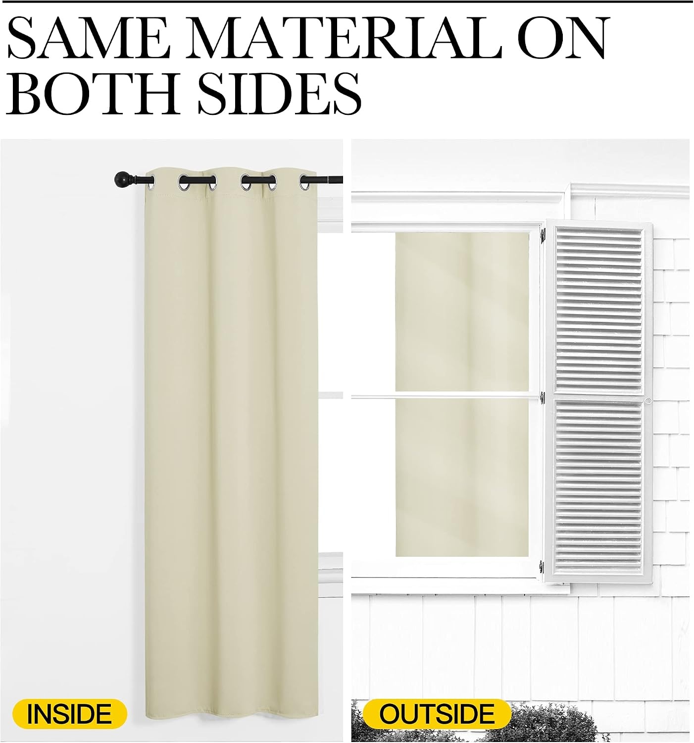 image:imageNICETOWN 100 Blackout Linen Curtain for Patio Sliding Door W100 x L84 inBeige