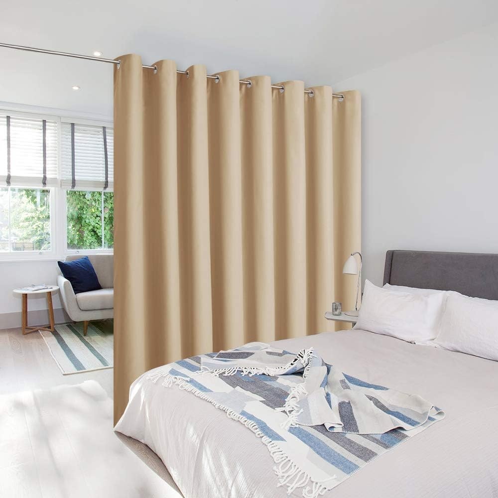 image:imageNICETOWN 100 Blackout Linen Curtain for Patio Sliding Door W100 x L84 inBiscotti Beige
