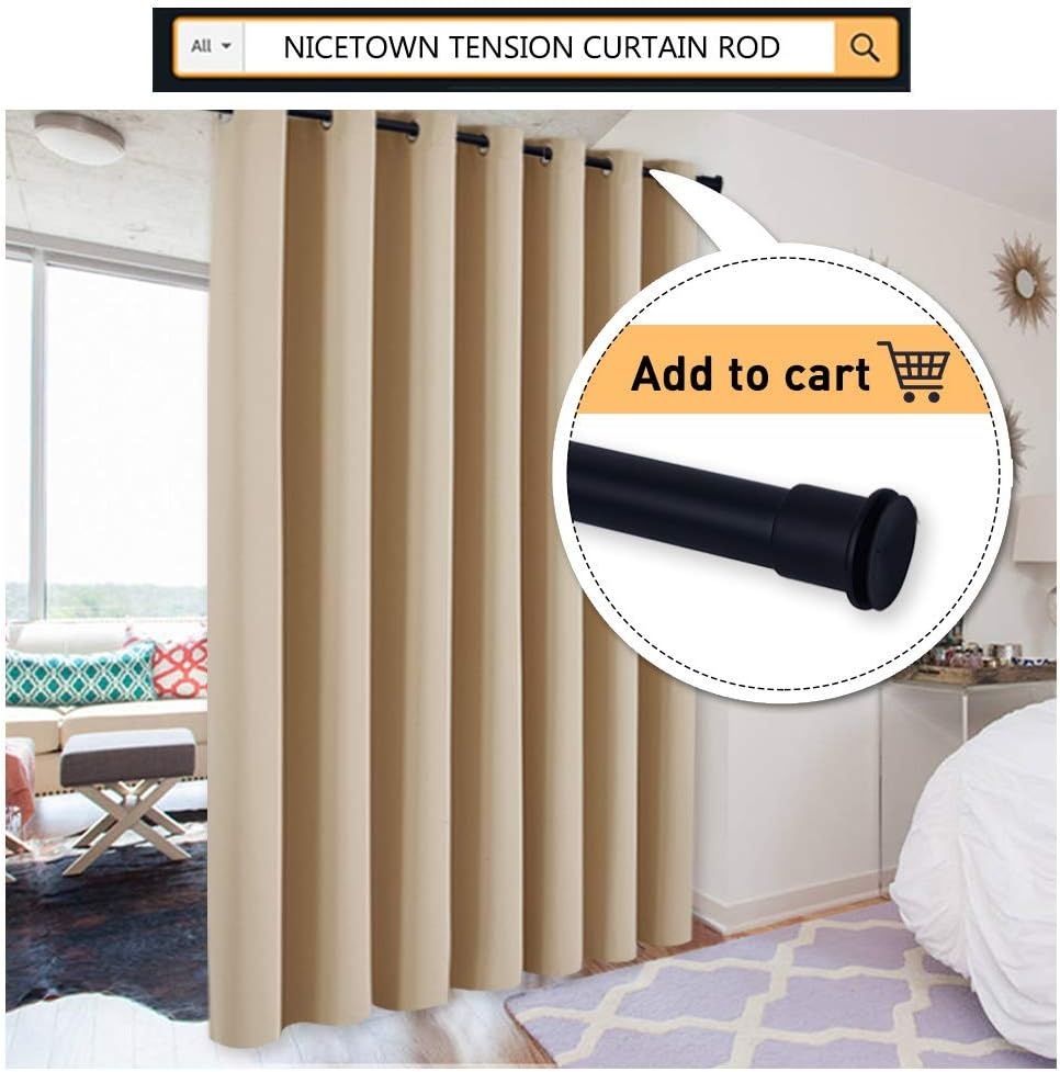 image:imageNICETOWN 100 Blackout Linen Curtain for Patio Sliding Door W100 x L84 inBiscotti Beige