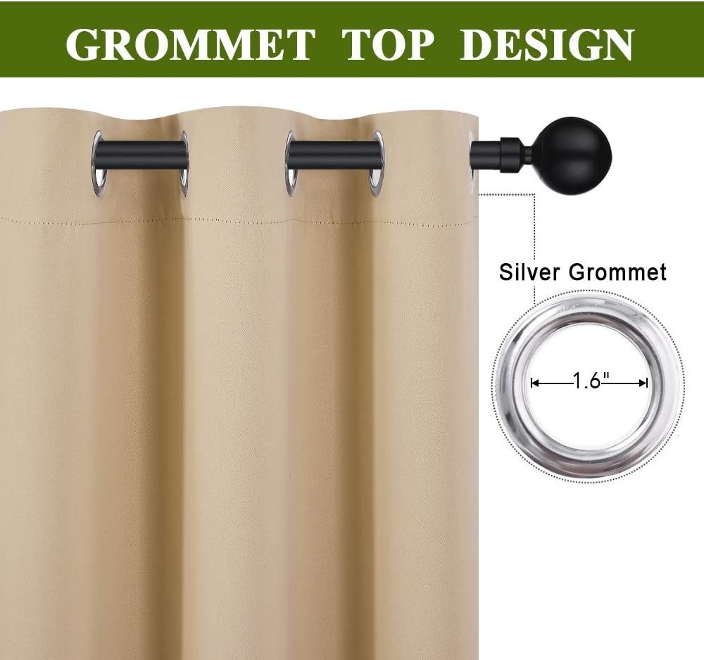 image:imageNICETOWN 100 Blackout Linen Curtain for Patio Sliding Door W100 x L84 inBiscotti Beige