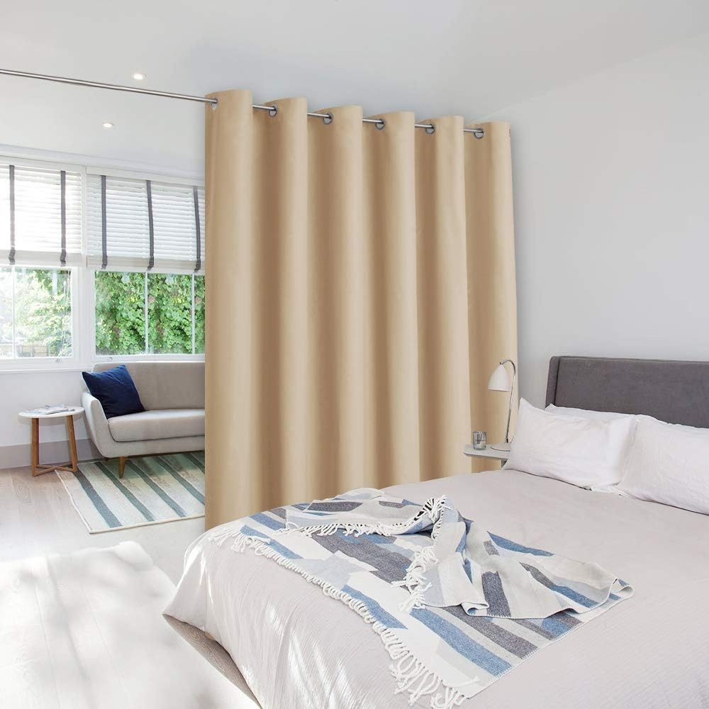 image:imageNICETOWN 100 Blackout Linen Curtain for Patio Sliding Door W100 x L84 inBiscotti Beige