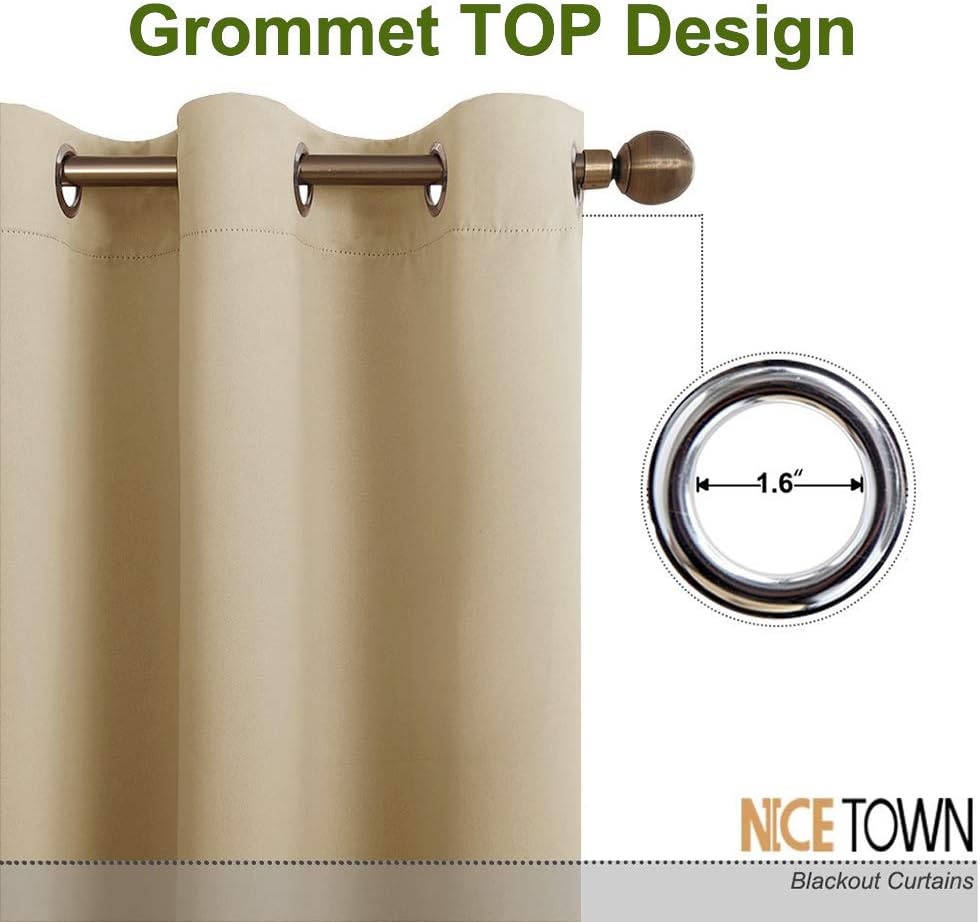 image:imageNICETOWN 100 Blackout Linen Curtain for Patio Sliding Door W100 x L84 inBiscotti Beige