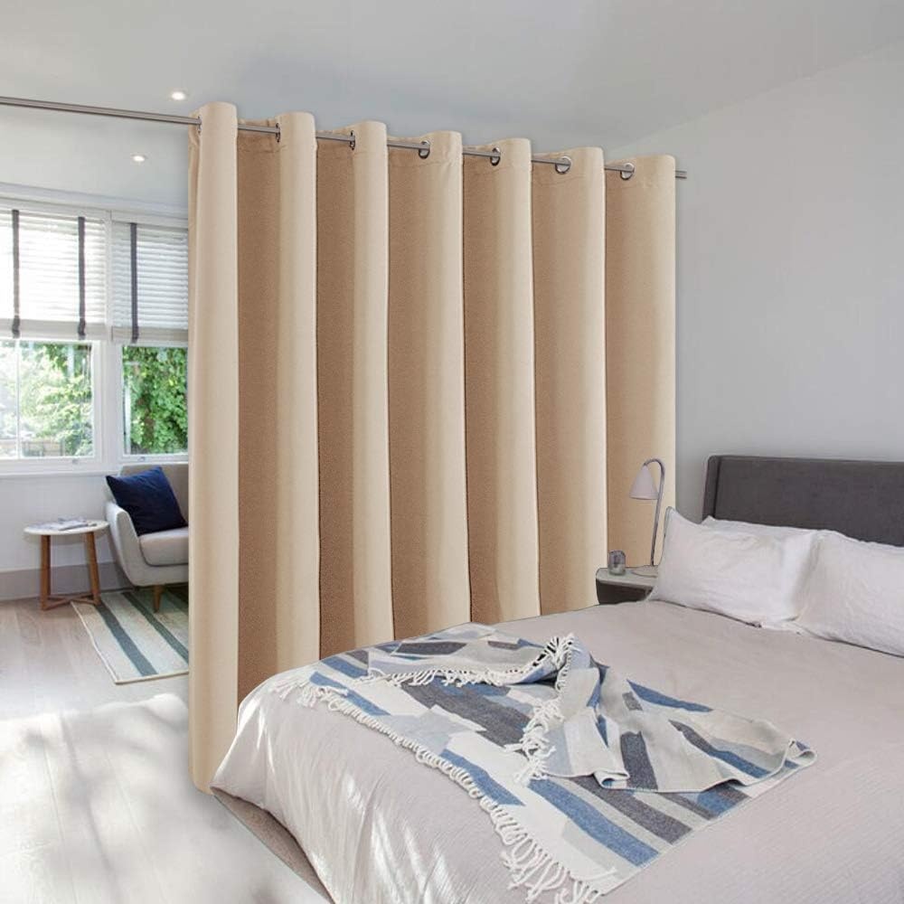 image:imageNICETOWN 100 Blackout Linen Curtain for Patio Sliding Door W100 x L84 inBiscotti Beige