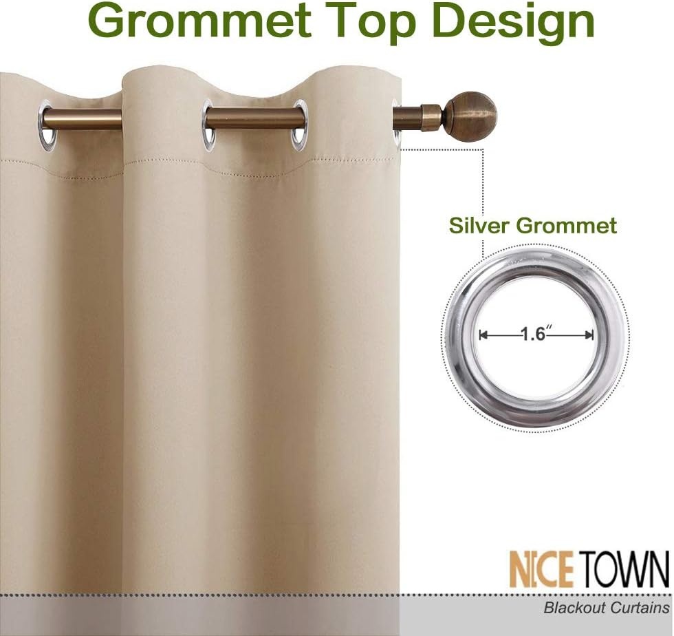 image:imageNICETOWN 100 Blackout Linen Curtain for Patio Sliding Door W100 x L84 inBiscotti Beige