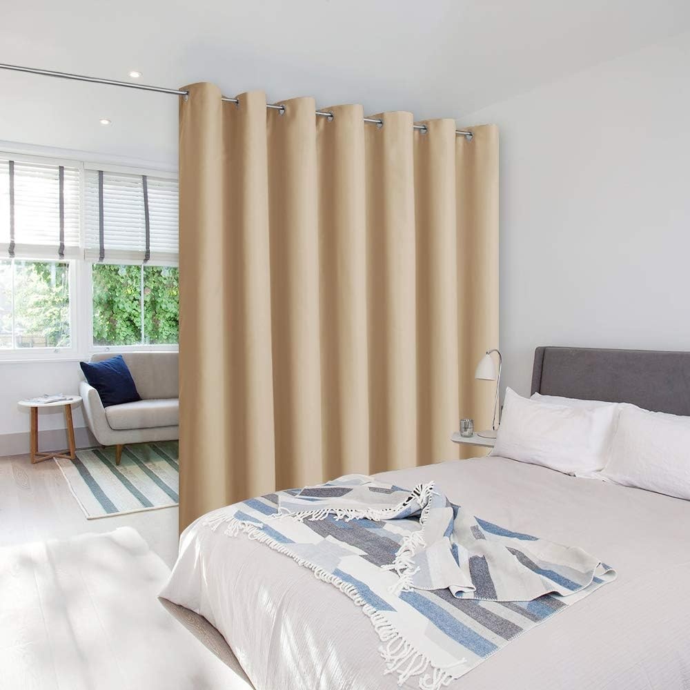 image:imageNICETOWN 100 Blackout Linen Curtain for Patio Sliding Door W100 x L84 inBiscotti Beige