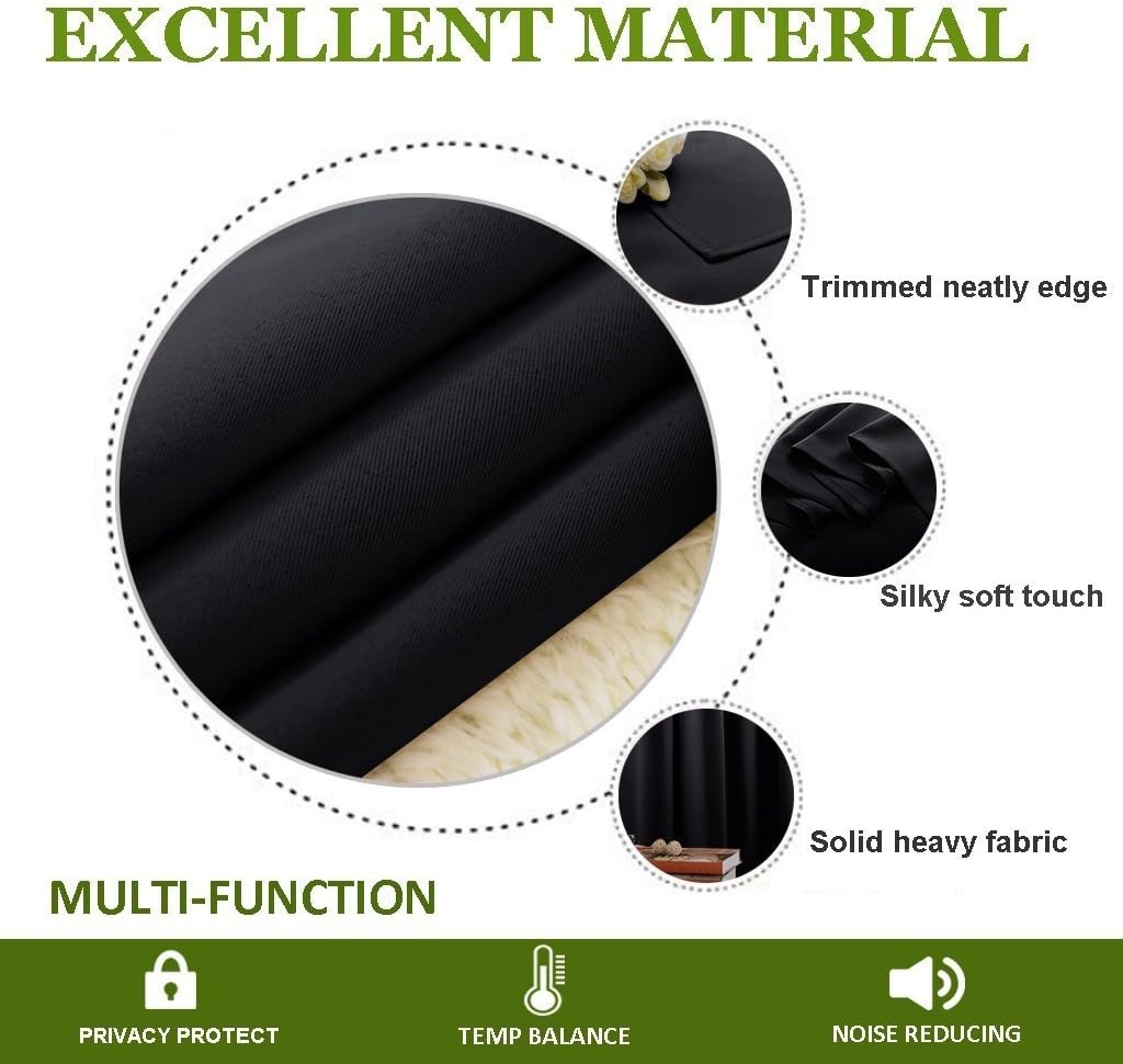 image:imageNICETOWN 100 Blackout Linen Curtain for Patio Sliding Door W100 x L84 inBlack