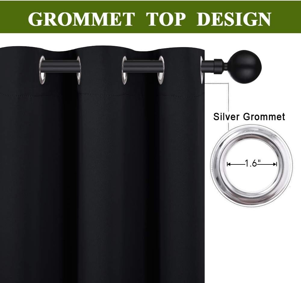 image:imageNICETOWN 100 Blackout Linen Curtain for Patio Sliding Door W100 x L84 inBlack