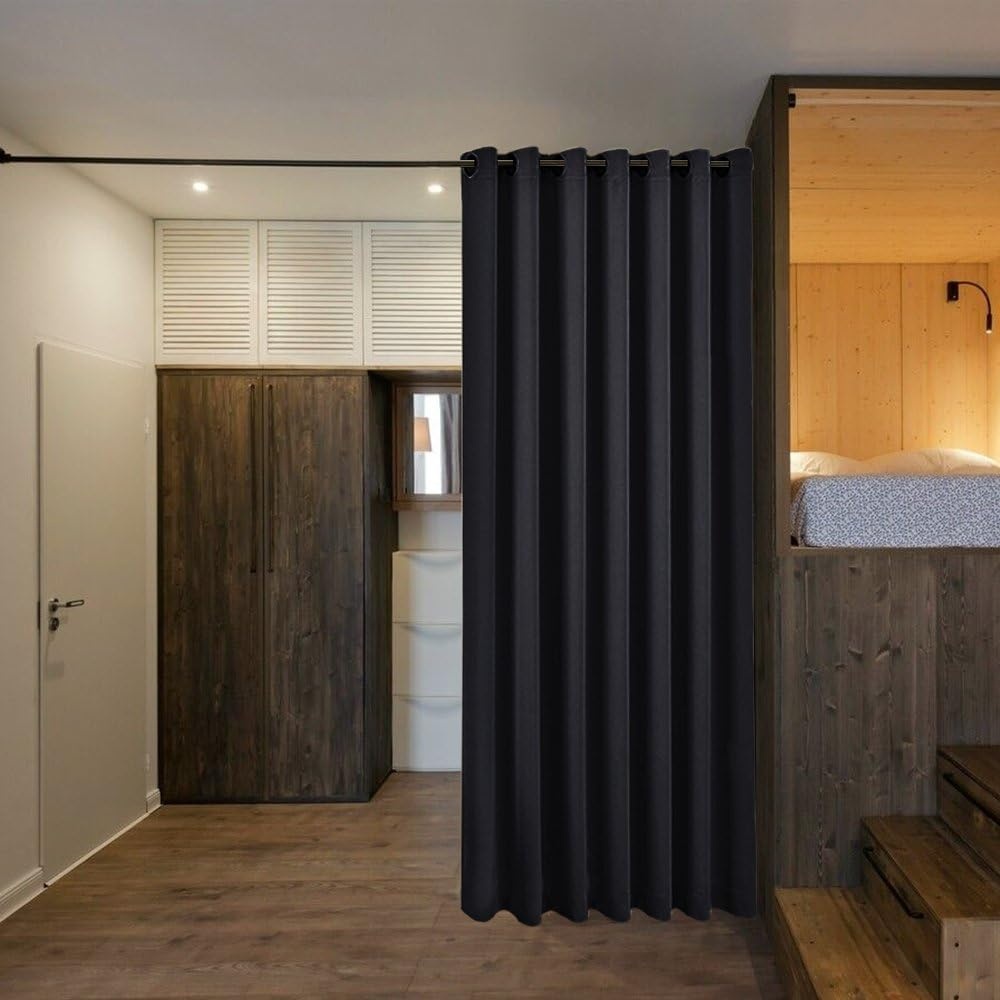 image:imageNICETOWN 100 Blackout Linen Curtain for Patio Sliding Door W100 x L84 inBlack