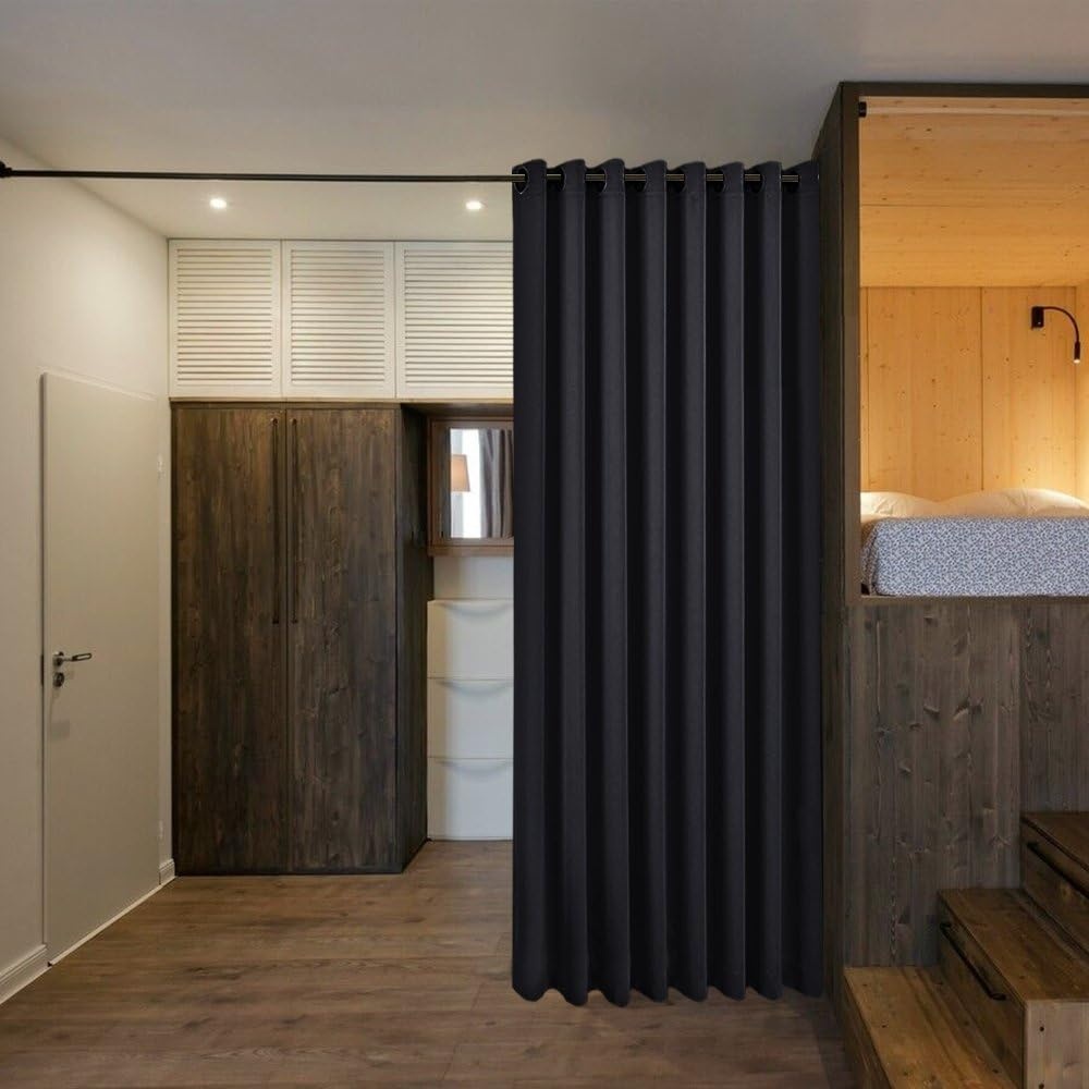 image:imageNICETOWN 100 Blackout Linen Curtain for Patio Sliding Door W100 x L84 inBlack