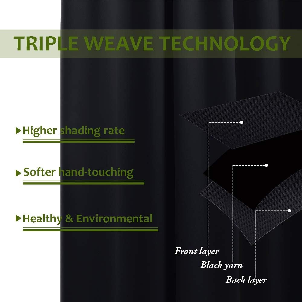 image:imageNICETOWN 100 Blackout Linen Curtain for Patio Sliding Door W100 x L84 inBlack