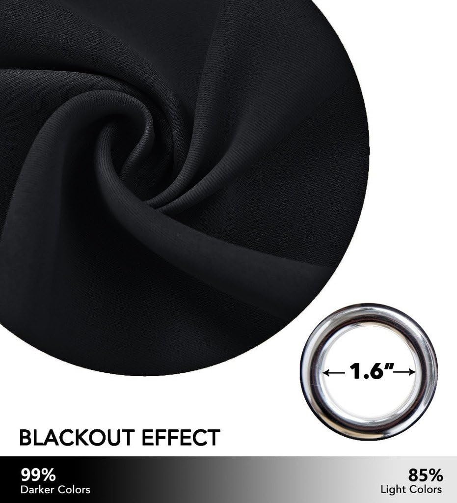 image:imageNICETOWN 100 Blackout Linen Curtain for Patio Sliding Door W100 x L84 inBlack