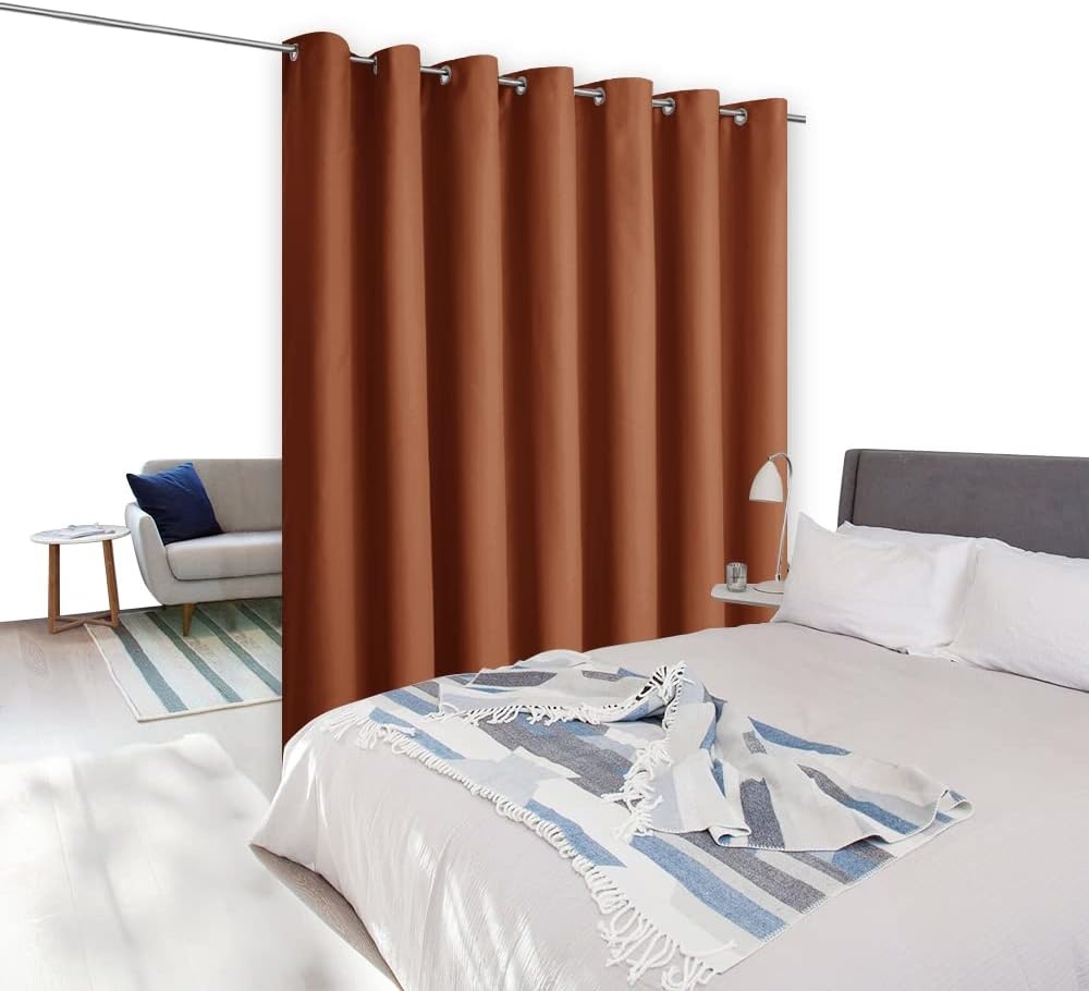 image:imageNICETOWN 100 Blackout Linen Curtain for Patio Sliding Door W100 x L84 inBurnt Orange
