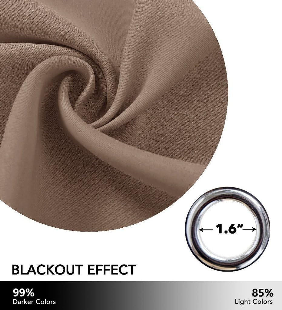 image:imageNICETOWN 100 Blackout Linen Curtain for Patio Sliding Door W100 x L84 inCappuccino