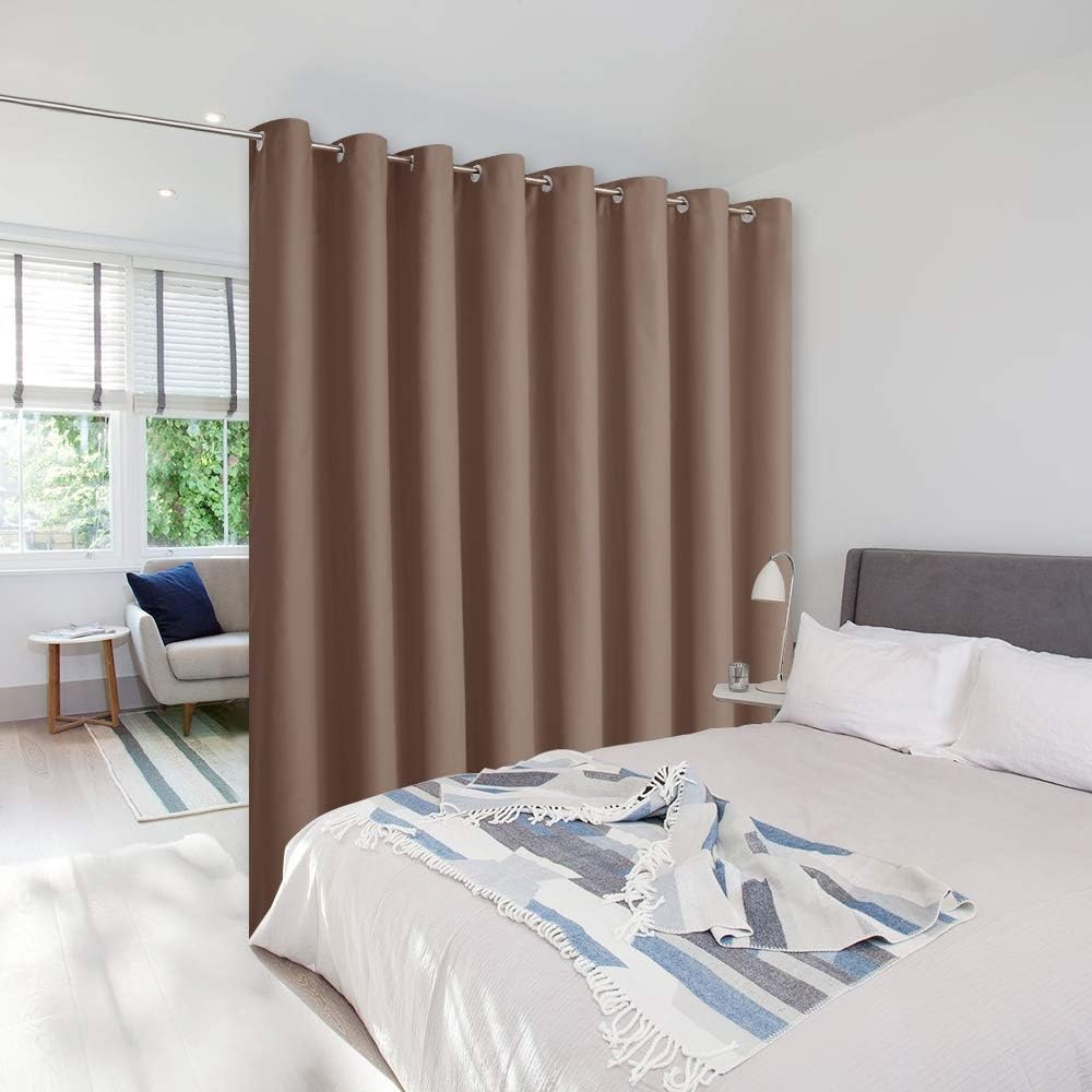 image:imageNICETOWN 100 Blackout Linen Curtain for Patio Sliding Door W100 x L84 inCappuccino