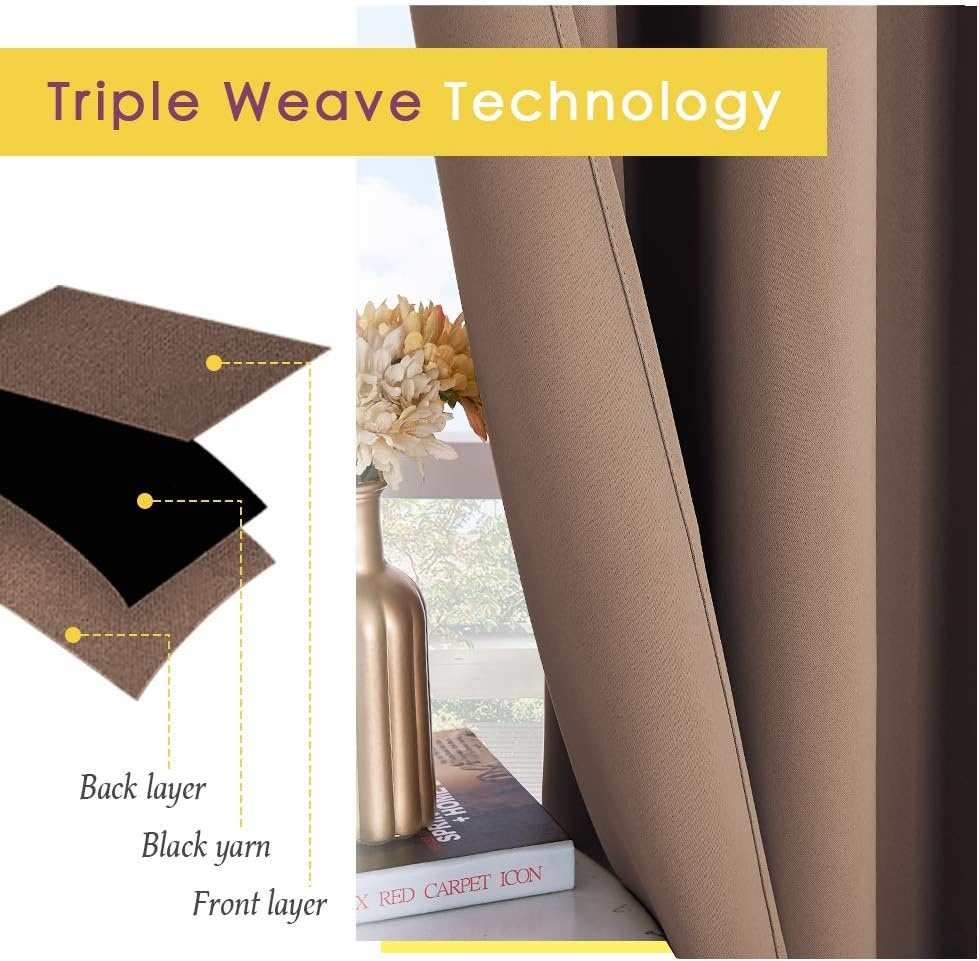 image:imageNICETOWN 100 Blackout Linen Curtain for Patio Sliding Door W100 x L84 inCappuccino