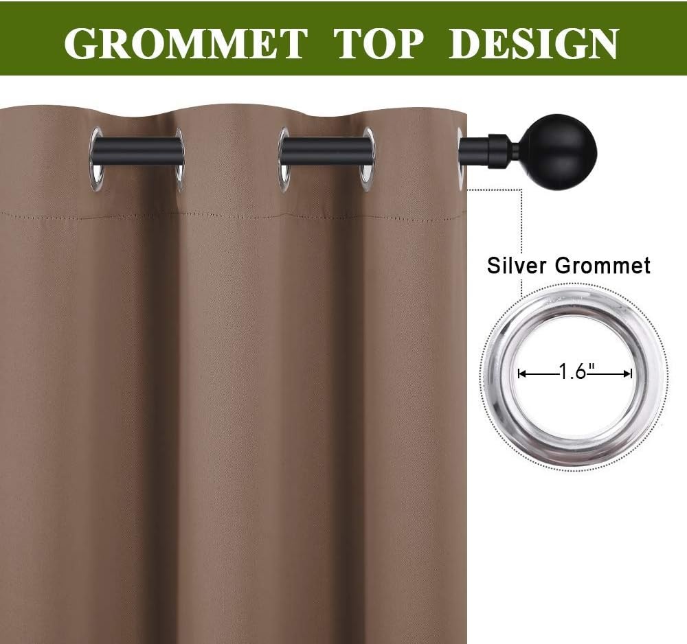 image:imageNICETOWN 100 Blackout Linen Curtain for Patio Sliding Door W100 x L84 inCappuccino
