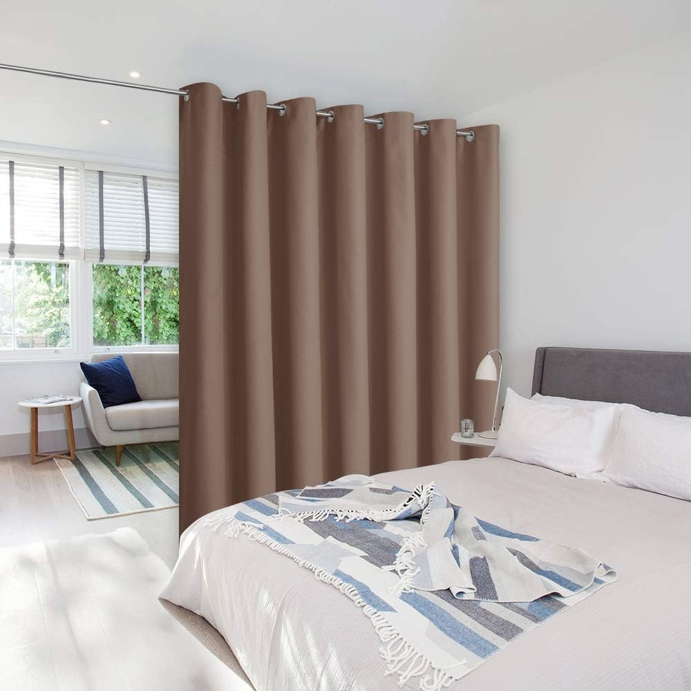image:imageNICETOWN 100 Blackout Linen Curtain for Patio Sliding Door W100 x L84 inCappuccino