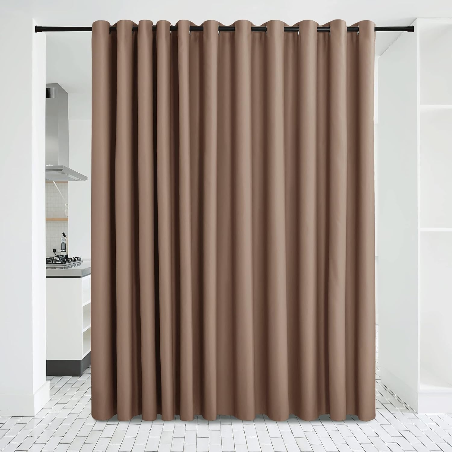 image:imageNICETOWN 100 Blackout Linen Curtain for Patio Sliding Door W100 x L84 inCappuccino
