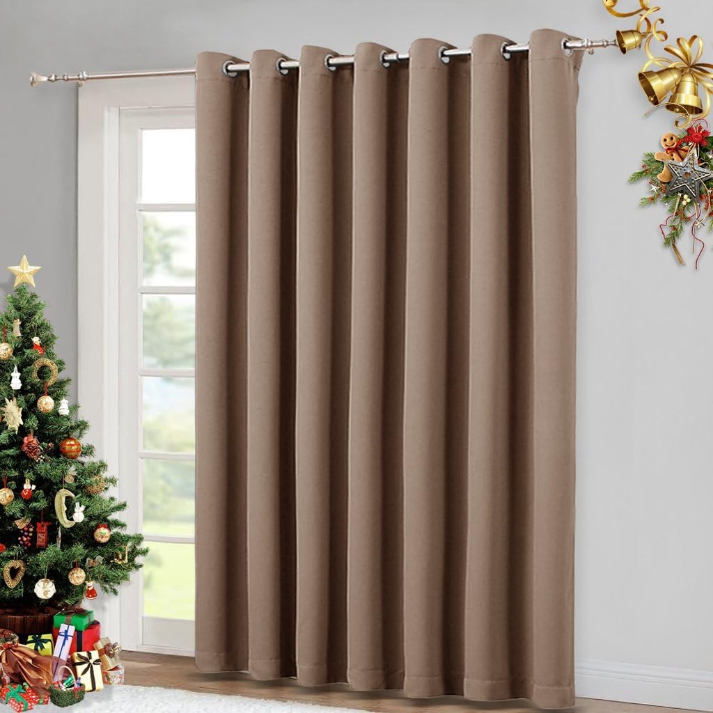 image:imageNICETOWN 100 Blackout Linen Curtain for Patio Sliding Door W100 x L84 inCappuccino