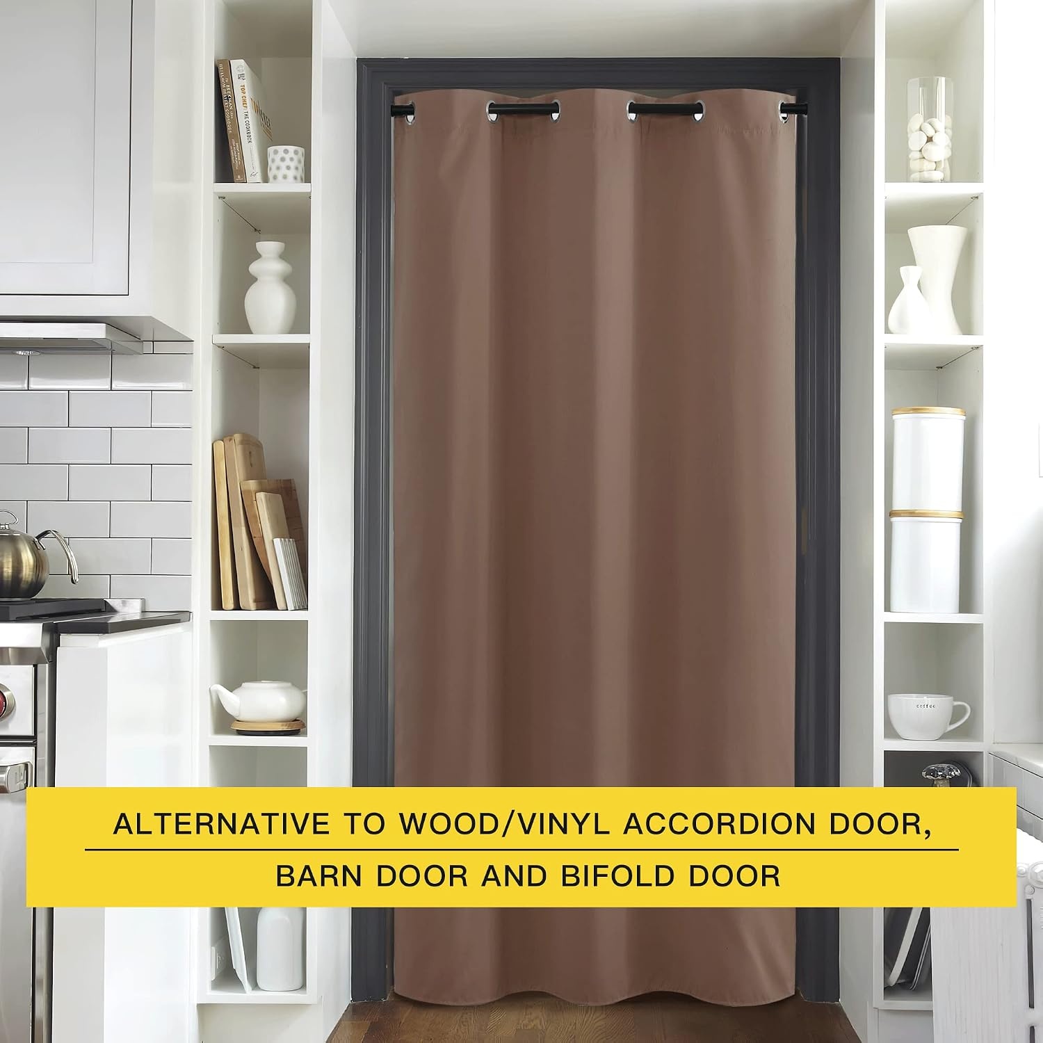 image:imageNICETOWN 100 Blackout Linen Curtain for Patio Sliding Door W100 x L84 inCappuccino