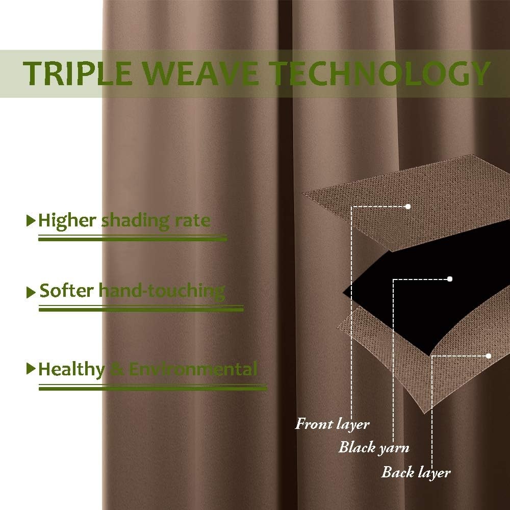 image:imageNICETOWN 100 Blackout Linen Curtain for Patio Sliding Door W100 x L84 inCappuccino