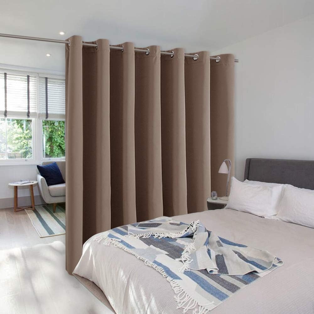 image:imageNICETOWN 100 Blackout Linen Curtain for Patio Sliding Door W100 x L84 inCappuccino