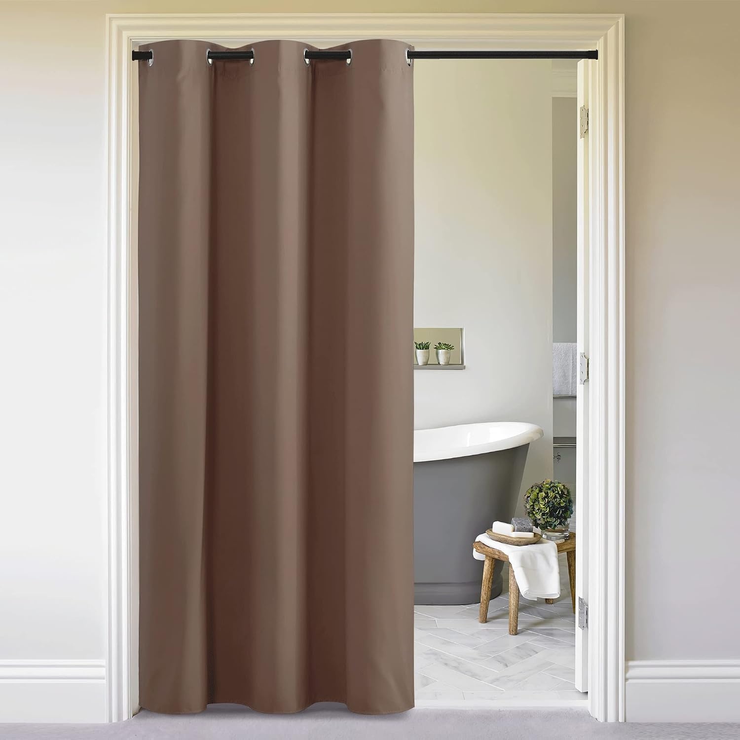 image:imageNICETOWN 100 Blackout Linen Curtain for Patio Sliding Door W100 x L84 inCappuccino