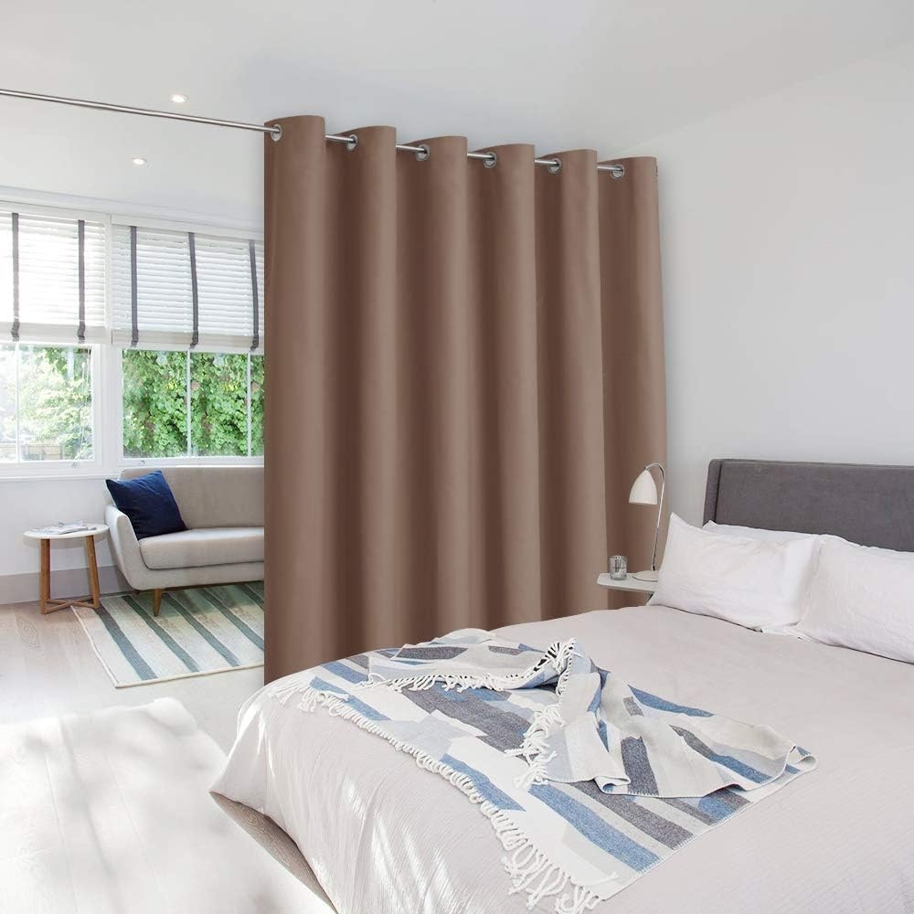 image:imageNICETOWN 100 Blackout Linen Curtain for Patio Sliding Door W100 x L84 inCappuccino
