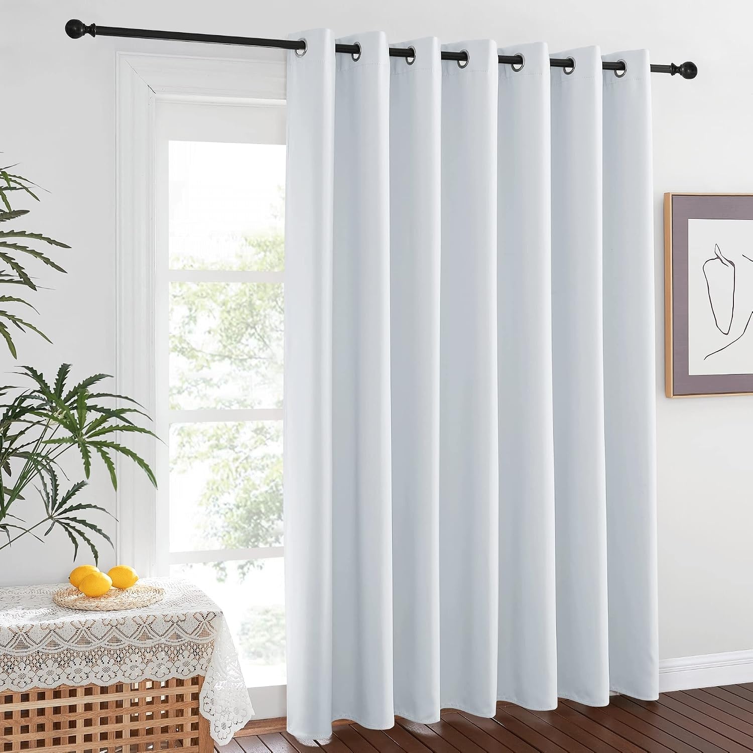 image:imageNICETOWN 100 Blackout Linen Curtain for Patio Sliding Door W100 x L84 inCloud Grey