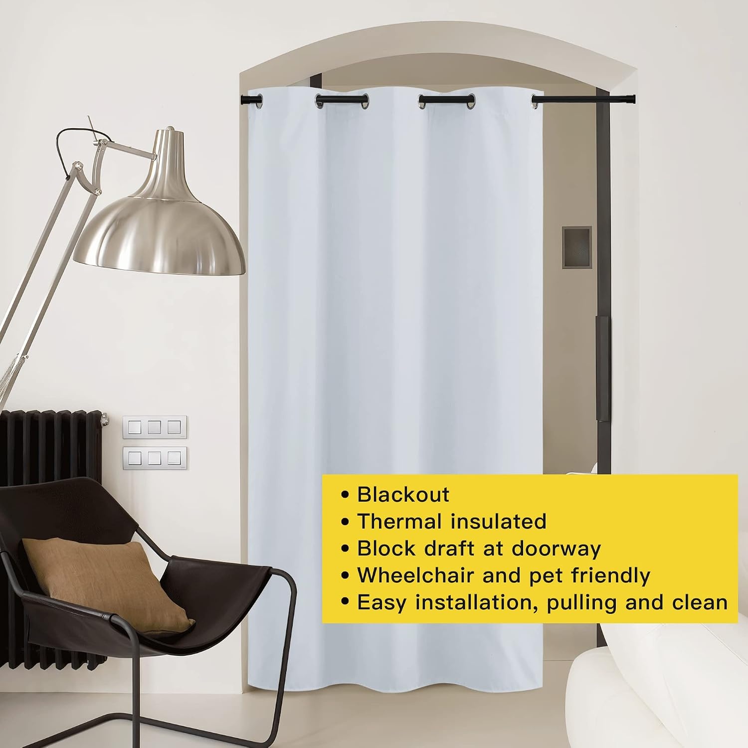image:imageNICETOWN 100 Blackout Linen Curtain for Patio Sliding Door W100 x L84 inCloud Grey