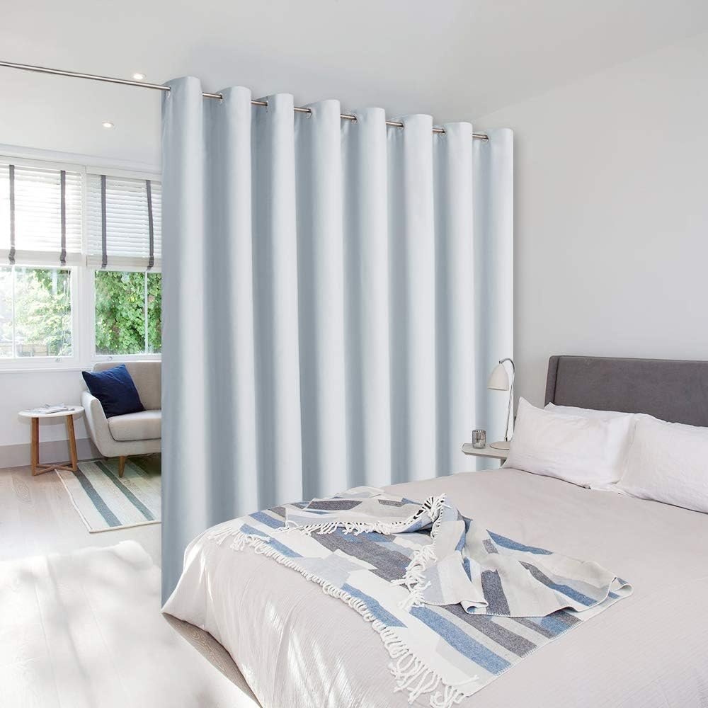 image:imageNICETOWN 100 Blackout Linen Curtain for Patio Sliding Door W100 x L84 inCloud Grey
