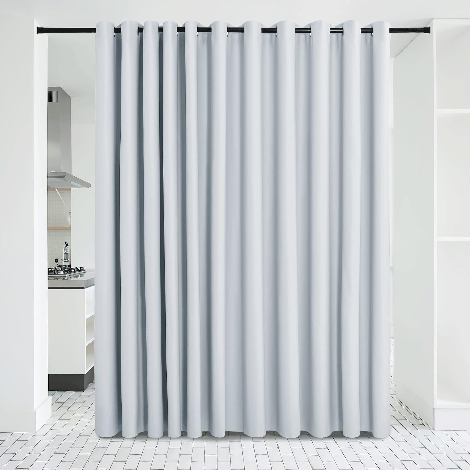 image:imageNICETOWN 100 Blackout Linen Curtain for Patio Sliding Door W100 x L84 inCloud Grey