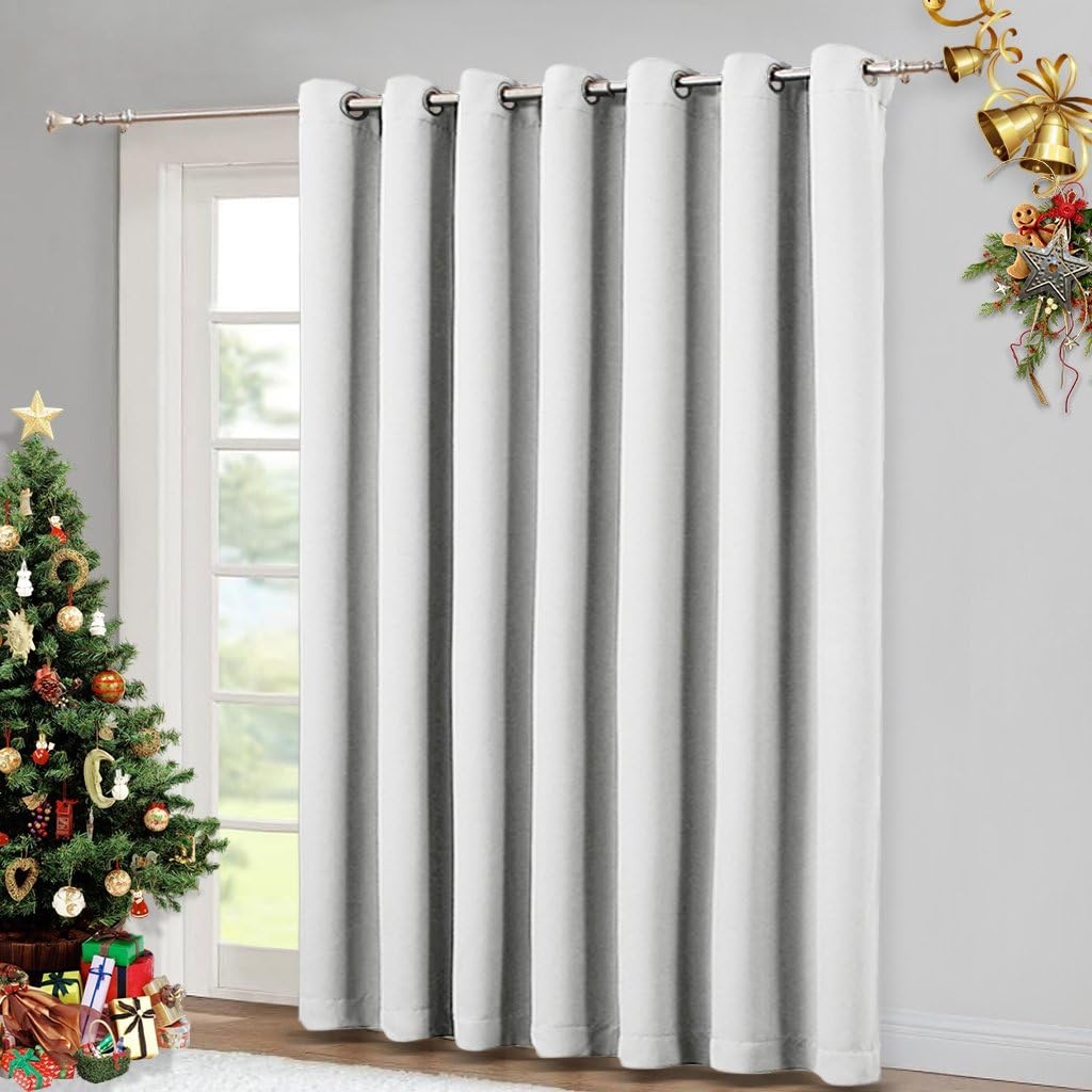 image:imageNICETOWN 100 Blackout Linen Curtain for Patio Sliding Door W100 x L84 inCloud Grey