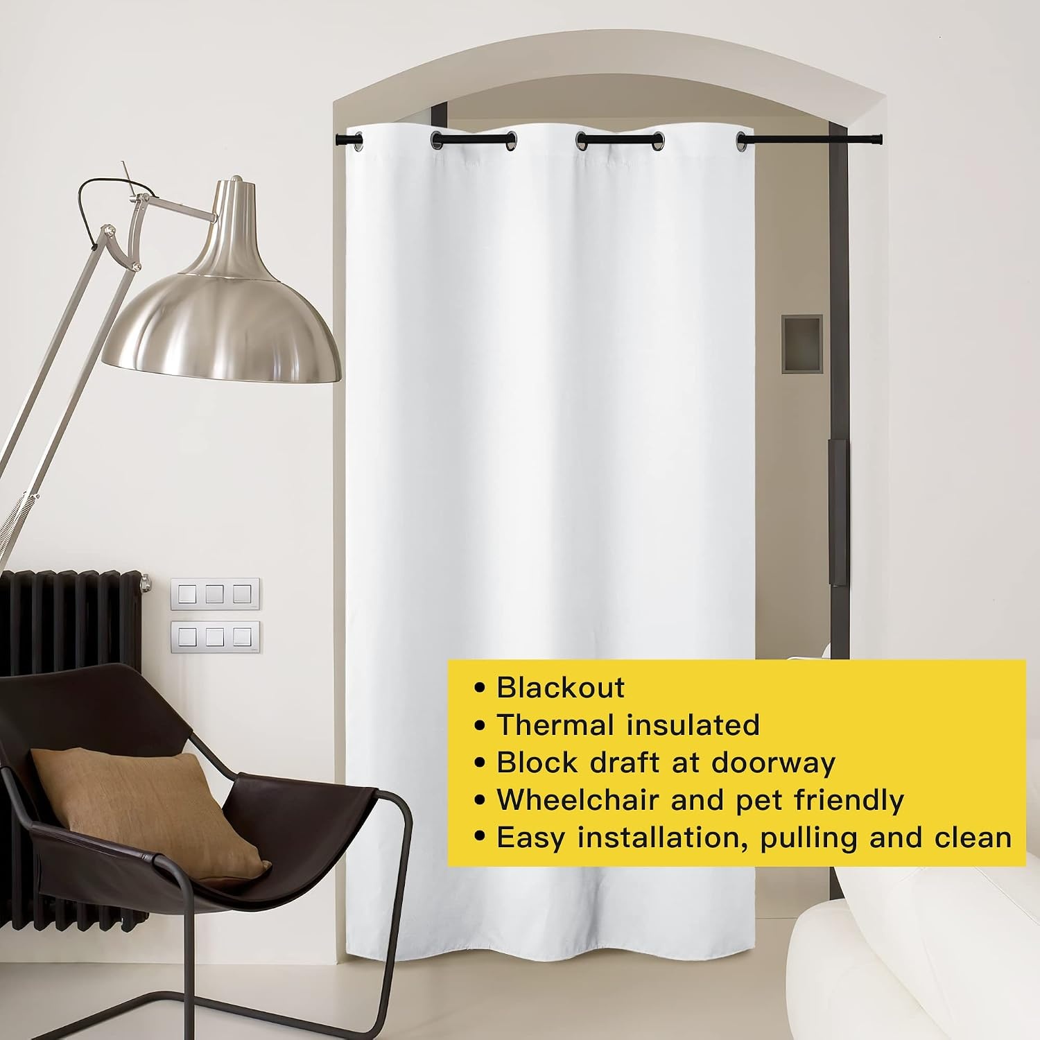 image:imageNICETOWN 100 Blackout Linen Curtain for Patio Sliding Door W100 x L84 inCloud Grey