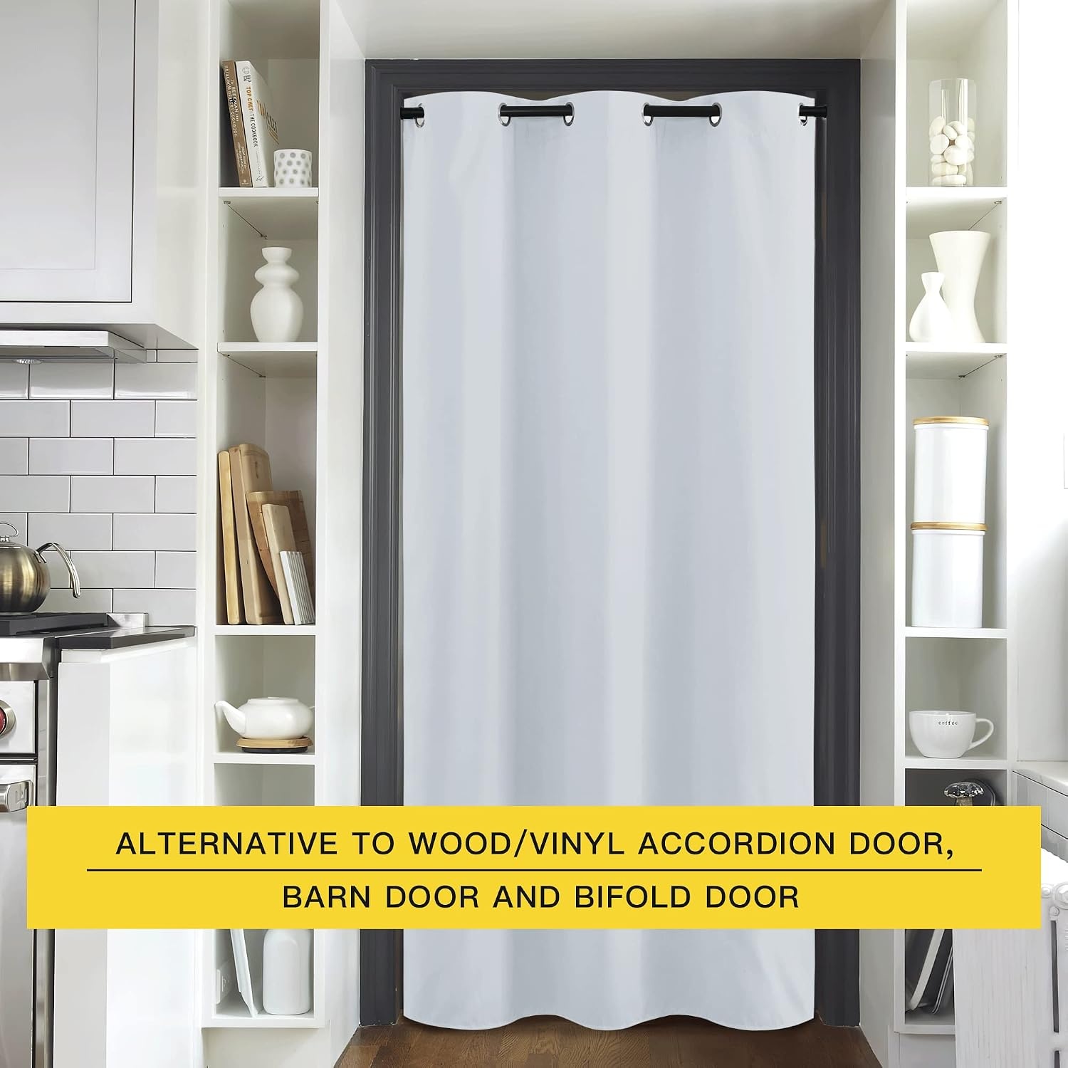 image:imageNICETOWN 100 Blackout Linen Curtain for Patio Sliding Door W100 x L84 inCloud Grey