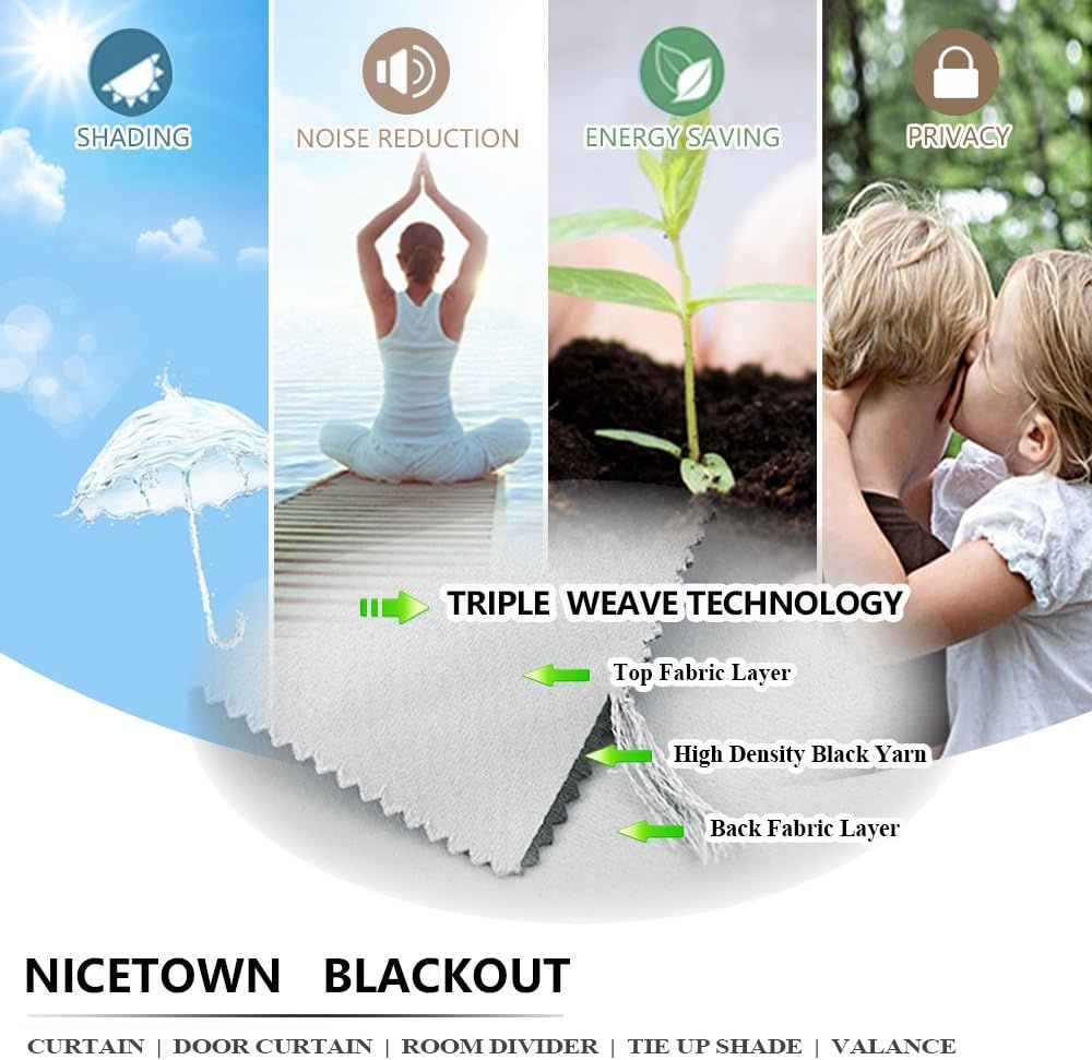 image:imageNICETOWN 100 Blackout Linen Curtain for Patio Sliding Door W100 x L84 inCloud Grey