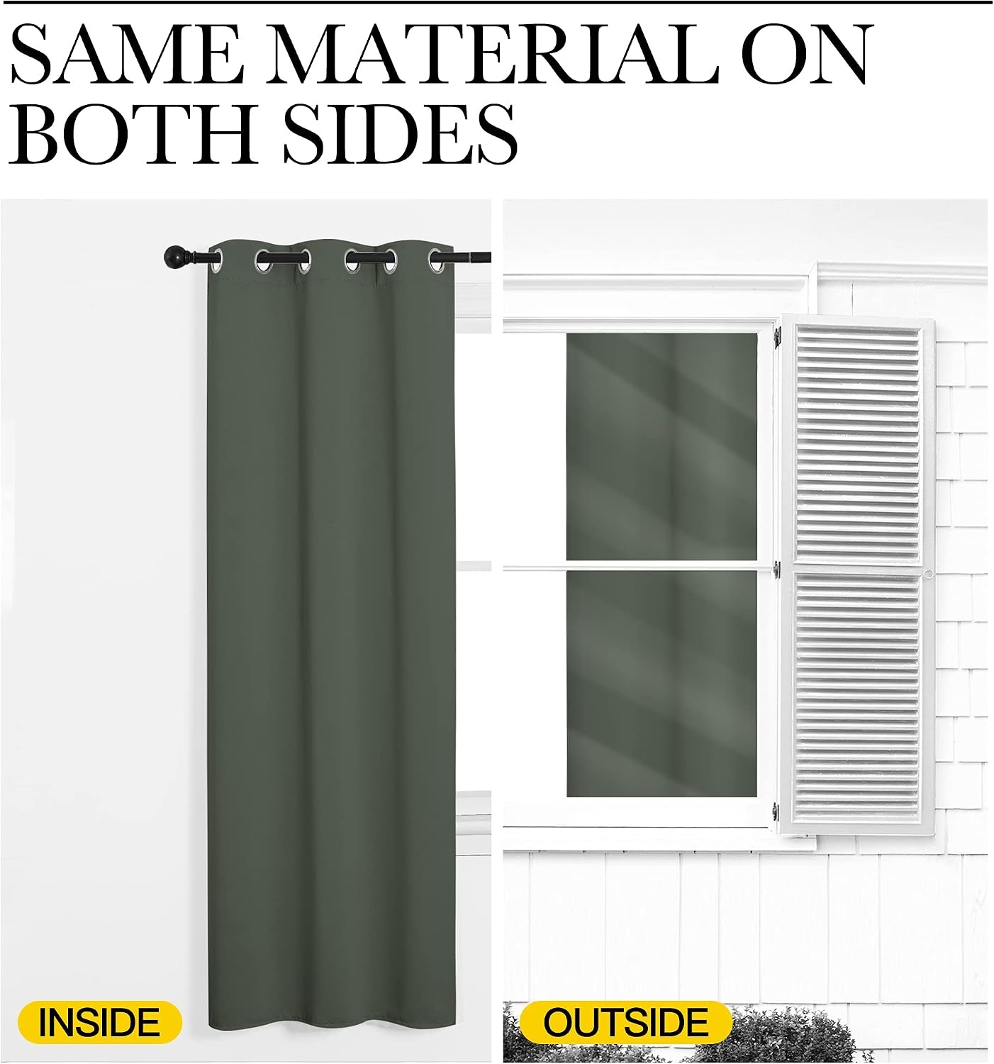 image:imageNICETOWN 100 Blackout Linen Curtain for Patio Sliding Door W100 x L84 inDark Mallard