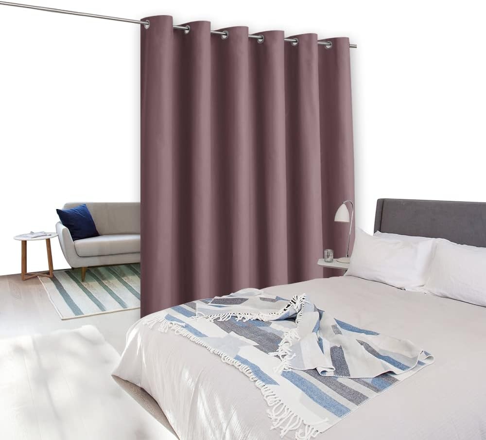 image:imageNICETOWN 100 Blackout Linen Curtain for Patio Sliding Door W100 x L84 inDry Rose