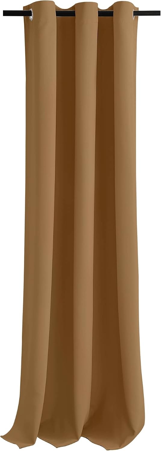 image:imageNICETOWN 100 Blackout Linen Curtain for Patio Sliding Door W100 x L84 inGold Brown