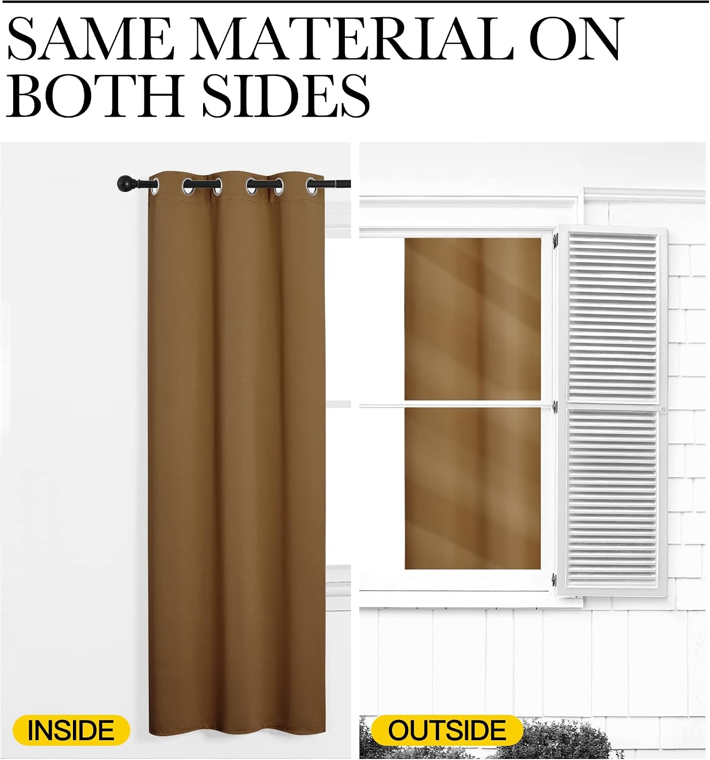 image:imageNICETOWN 100 Blackout Linen Curtain for Patio Sliding Door W100 x L84 inGold Brown