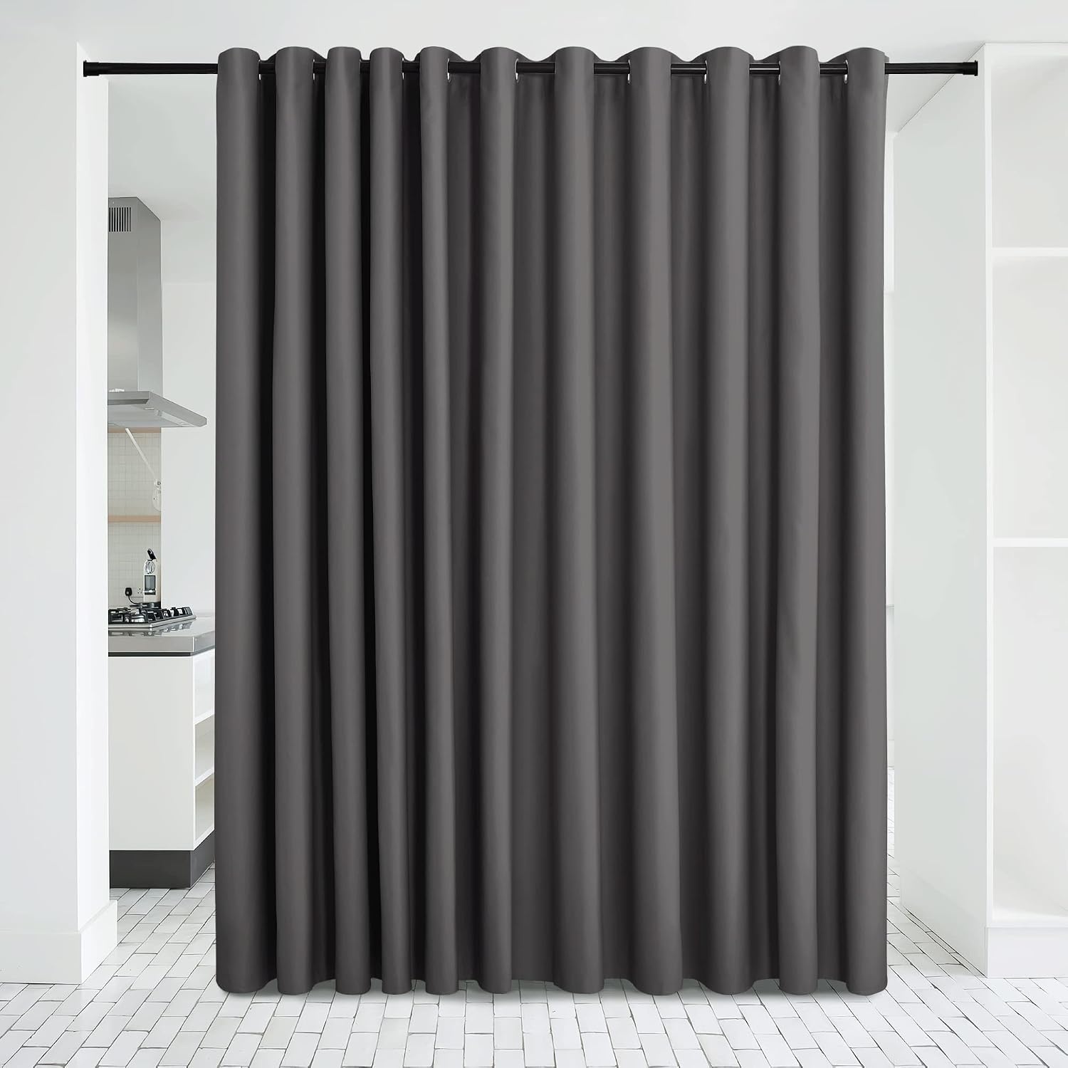 image:imageNICETOWN 100 Blackout Linen Curtain for Patio Sliding Door W100 x L84 inGrey